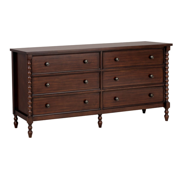 JLA Home Madison Park Signature - Large 70" Dresser with Six Smooth-Glide Drawers, Velvet-Lined Top, Classic Spindle Legs & Timeless Style MPS137-0318