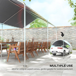 English Elm Outsunny 10x20 Foot Galvanized Steel Carport Outdoor Vehicle Canopy with Anchor Kit W2225P217044
