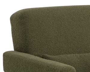 Sunpan FORESTER Lounge Chair - Sculptural Copenhagen Olive Design with Plush Comfort & Antique Gold Base 110380