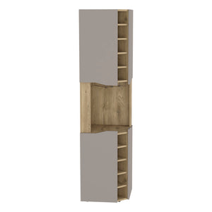 English Elm Obregon Corner Bar Cabinet with 10 Built-In Wine Slots, Cup Rack, Spacious Top Shelf, Multi Finish B070S00330