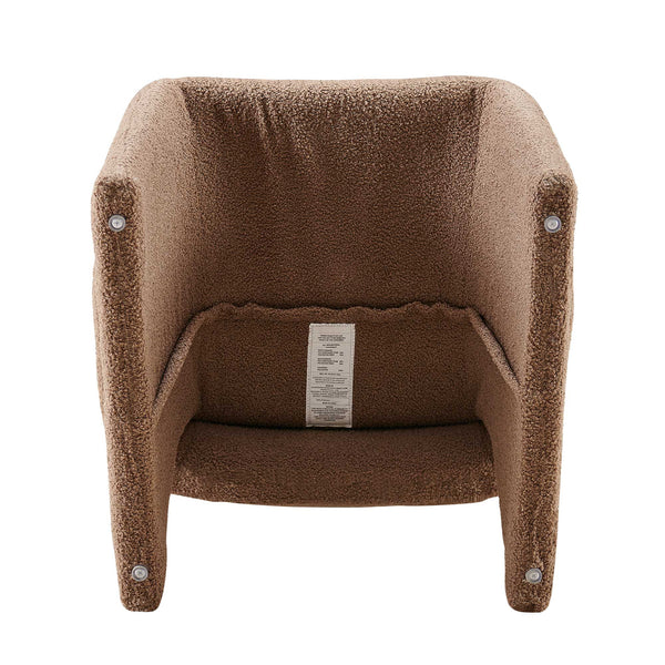 English Elm Modern Boucle Accent Chair Upholstered Single Sofa Side Chair Cozy Comfy Lounge Seat for Living Room, Bedroom, Office, Corner — Elegant Minimalist Design (21.86x24.22x22.45) Brown W1164S00019