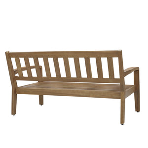 English Elm 2-piece Outdoor Acacia Wood Loveseat Set with Water-resistant Cushions for Patio Decks 57976.00SETFGRY_57976.00SETCUSH-BLUSKIN