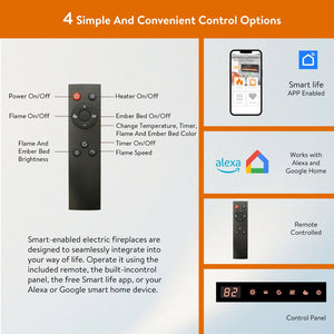 English Elm Smart Recessed Electric Fireplace with Wifi Alexa 3d Flame Wall Mount 50 Inch W1769P249200
