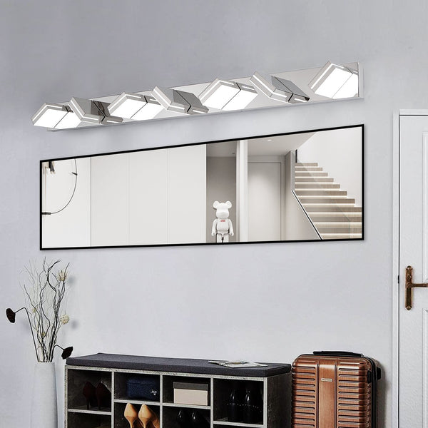 English Elm Modern Chrome Led Vanity Light - 7-Light Wall Sconce For Bathrooms, Energy-Efficient & Easy Install W2312P374923