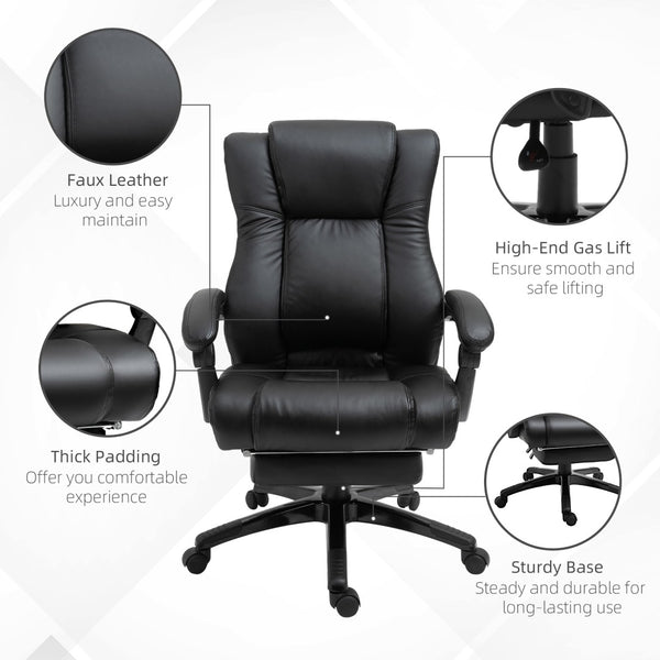 English Elm Vinsetto Executive High Back Office Chair - Pu Leather, Adjustable Height, Footrest & 360° Mobility W2225P217517-GIGA