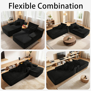 English Elm 81"cloud Dual Chaise Sectional Plush Fabric Deep Seat Sofa for Modern Living Room W3975S00026