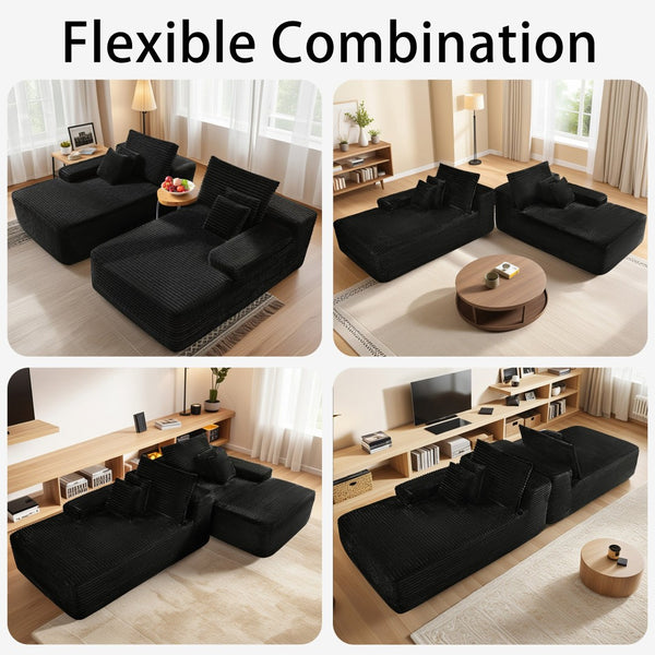 English Elm 81"cloud Dual Chaise Sectional Plush Fabric Deep Seat Sofa for Modern Living Room W3975S00026