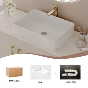 English Elm 47.2" Modern Bathroom Vanity with Ceramic Vessel Sink, Gold Accents, Wood Cabinet, Drawers & Shelf W3136S00027