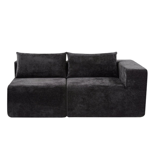English Elm Christopher Knight Home® - 107" Compressed Sectional Sofas - Luxurious Modular Black Corduroy For Stylish, Cozy Living Spaces N771P346765H_N771P346766H