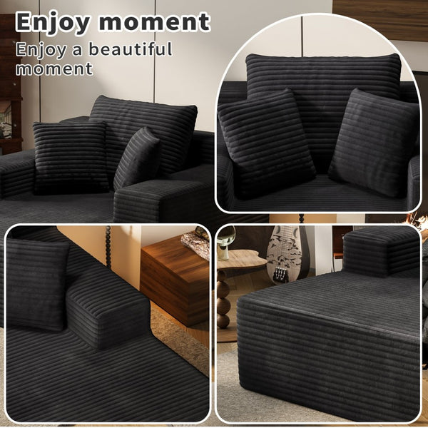 English Elm 64.96-inch Corduroy Sofa Bed Deep Seat Recliner for Living Room or Guest Space W3108P404509