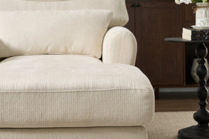 English Elm Modern Chaise Lounge with Plush High-Resilience Cushion and Solid Wood Frame for Durable Comfort White W2120P296384