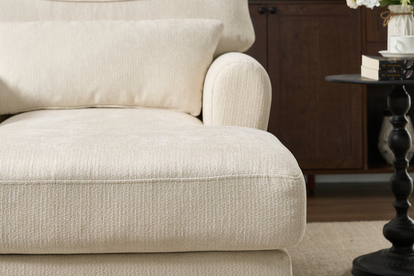 English Elm Modern Chaise Lounge with Plush High-Resilience Cushion and Solid Wood Frame for Durable Comfort White W2120P296384