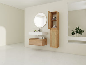 English Elm 30 Inch Wall-Mounted Bathroom Vanity With Resin Sink & Soft Close Drawers - Modern Storage Solution W999S00354