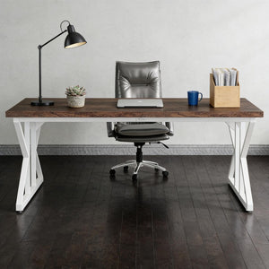 English Elm Computer Desk Two Person Wood Grain Workstation with Drawers for Shared Home Office T3971P450878