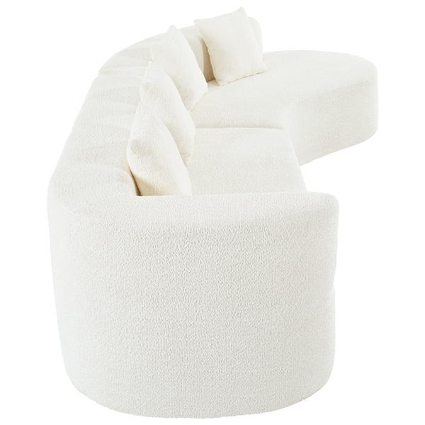 English Elm U_Style Curved Modular 132" Chenille Sectional Sofa with Plush Spring Cushions for Cozy Living Beige WY000456AAA