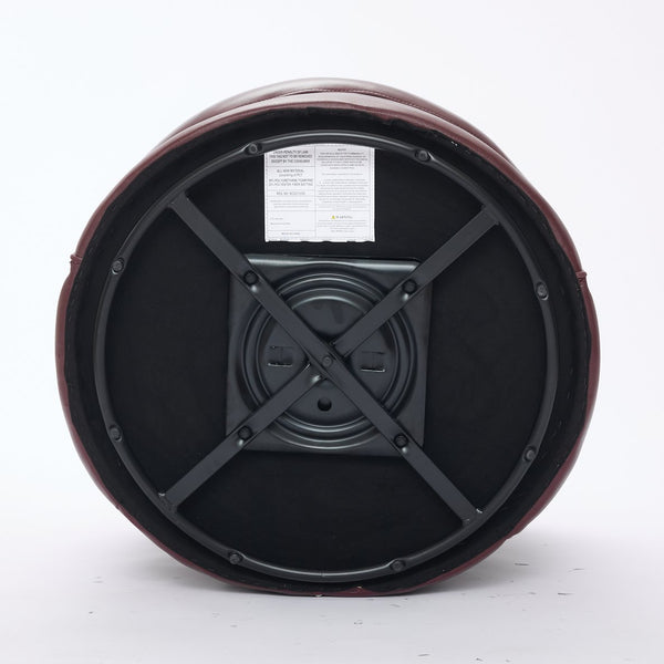 English Elm Dark red Top-Grain Leather Swivel Accent Chair with 360° Smooth Spin, Riveted Rock’n’Roll Style, Sturdy Base W570P386958