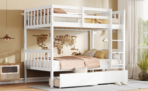 English Elm Twin Over Twin Rubberwood Bunk Bed With 2 Drawers – Convertible, Safe, Stylish & Space-Saving Design W504S00199-GIGA