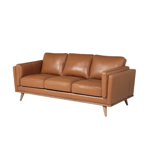 English Elm Modern Leather Sofa Solid Wood Base Low Profile Contemporary Living Room Seating B193P200170