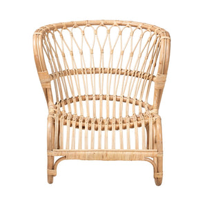 English Elm Modern Handcrafted Rattan Accent Chair Woven Lattice Boho Seating for Living Room B2750P467681