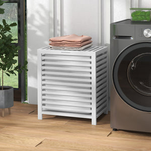 English Elm HOMCOM Slim Bathroom Storage Cabinet Narrow Freestanding Organizer with Drawers & Hidden Compartments White W2225P200755