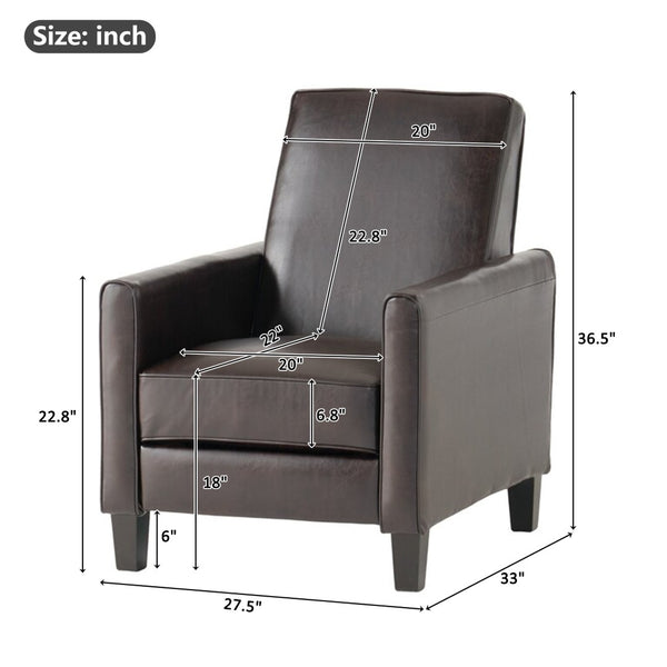 English Elm 27.5" Floral Push Back Recliner Beech Wood Legs Polyester Upholstered Lounge Armchair N763P410540D