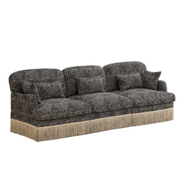 English Elm 100" Leopard Chenille Sectional Sofa with Tassel Trim Deep Seat Modular Living Room Couch Khaki W5656S00022