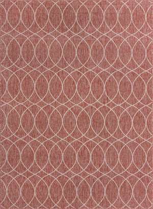 Unique Loom Outdoor Trellis Gitter Machine Made Trellis Rug Rust Red, Ivory 9' 0" x 12' 0"