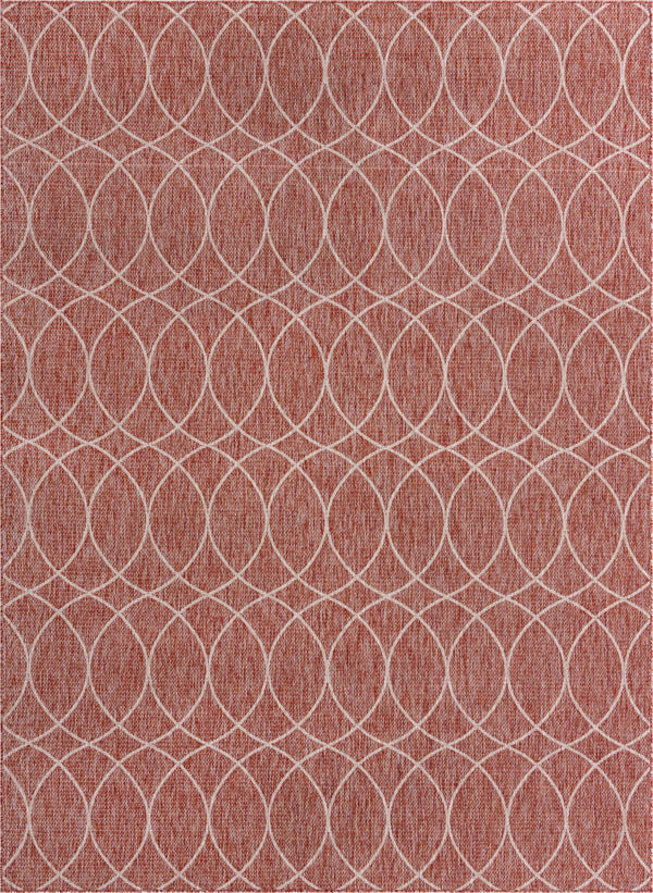 Unique Loom Outdoor Trellis Gitter Machine Made Trellis Rug Rust Red, Ivory 9' 0" x 12' 0"