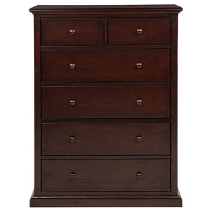 English Elm Anzio Six Drawer Chest Warm Wood Finish Bedroom Storage with Round Knob Hardware Cappuccino B062P451785
