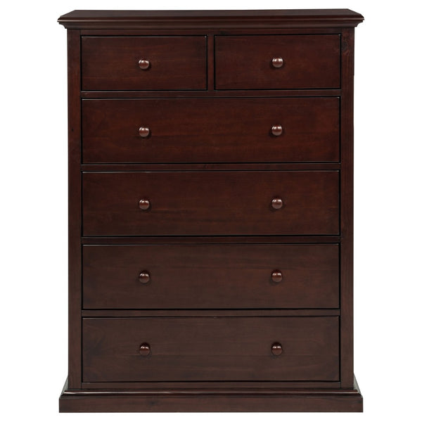English Elm Anzio Six Drawer Chest Warm Wood Finish Bedroom Storage with Round Knob Hardware Cappuccino B062P451785