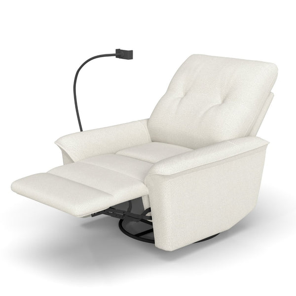 English Elm 270° Swivel Power Recliner Velvet Glider Rocker with Usb Ports for Living Room Beige W1028S00058
