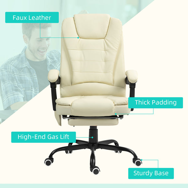 English Elm Vinsetto Ergonomic Home Office Chair with Mesh Back, Lumbar Support, Recline to 135° & Wheels Cream White W2225P250032