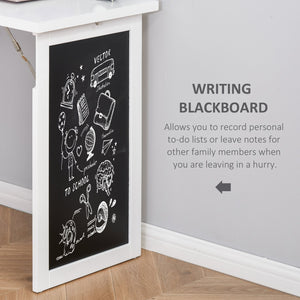 English Elm Homcom Space-Saving Fold-Out Writing Desk With Blackboard & Adjustable Shelf For Home Office Use W2225P217937