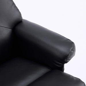 English Elm Black Pu Leather Swivel Accent Chair with Ottoman Heated Massage Wood Base Lounge W3248P465018