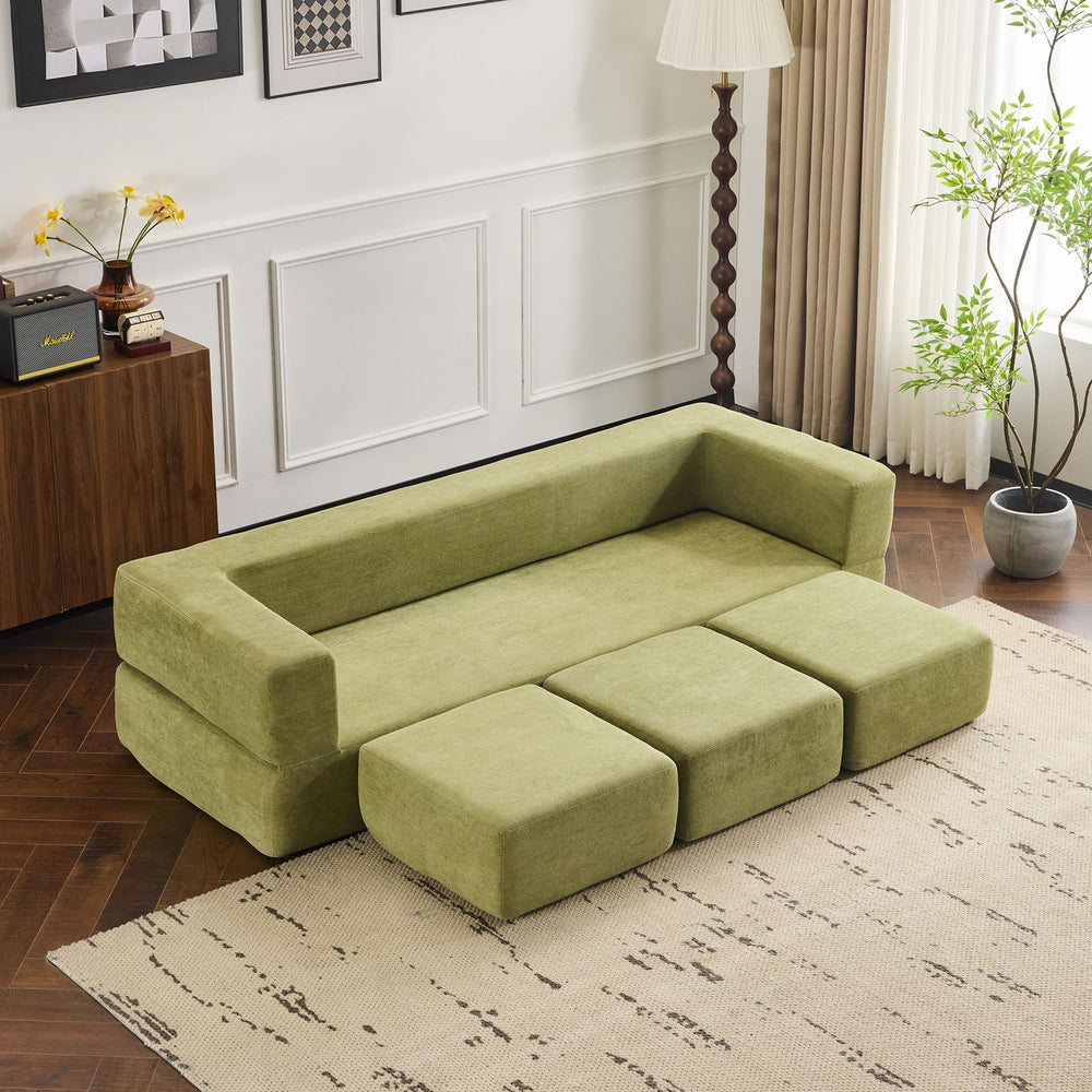 English Elm Ebern Convertible Sectional Sofa - Soft Chenille Floor Bed With Foam Comfort For Small Spaces W1829P280223
