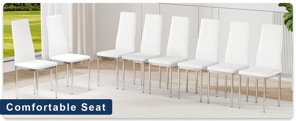 English Elm Office modern visitor chairs set of 8 — stylish leather-look reception seating, mid-back, durable frame, comfy cushions for meeting rooms and cafes White W2920P303604