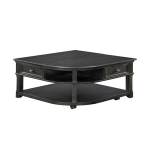 English Elm Living Lift-Top Coffee Table with Hidden Storage, Dovetail Drawer, Open Shelves, Casters & Pewter Knobs Charcoal 42.25 L x 42 W x 11.25 H B011P298843