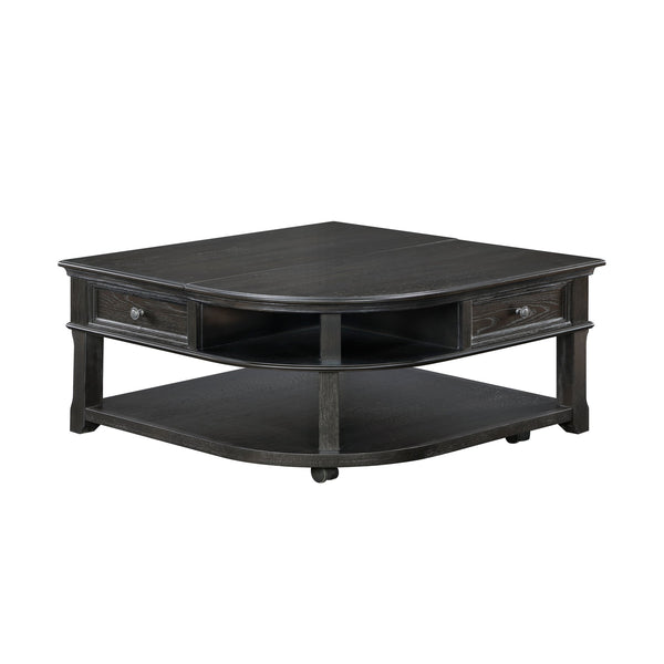 English Elm Living Lift-Top Coffee Table with Hidden Storage, Dovetail Drawer, Open Shelves, Casters & Pewter Knobs Charcoal 42.25 L x 42 W x 11.25 H B011P298843