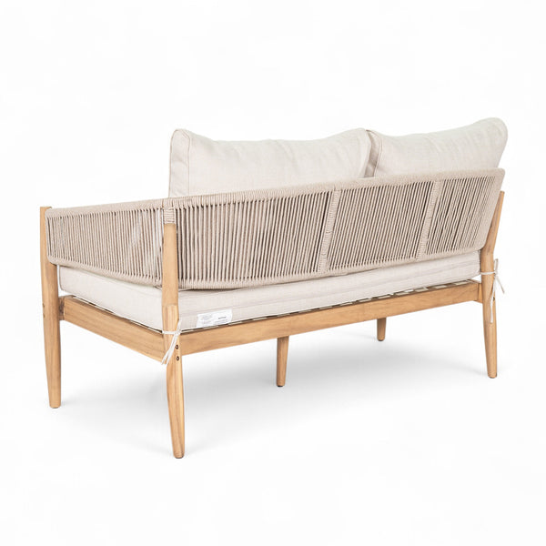 English Elm Christopher Knight Home® - Verona Outdoor Acacia Wood Loveseat With Beige Cushion, Handwoven Rope Detail For Stylish Comfort N775P309257A
