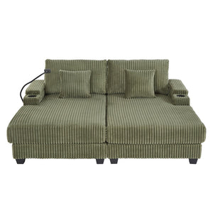 English Elm Swivel Barrel Accent Chair Chenille Tufted Round Club Seat for Living Room Lounge Green N719S002270F