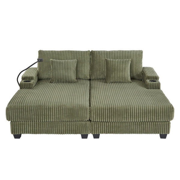 English Elm Swivel Barrel Accent Chair Chenille Tufted Round Club Seat for Living Room Lounge Green N719S002270F