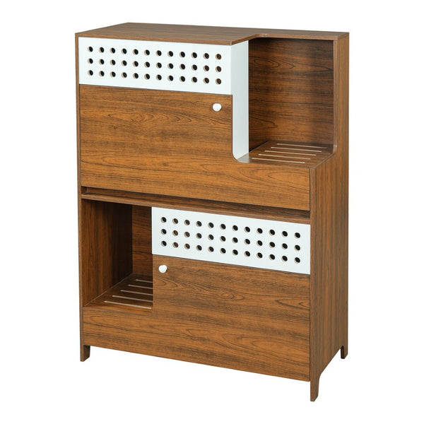 English Elm Modern Mdf Cat Litter Box Enclosure Side Table with Ventilated Storage Compartment Brown N752P394342D