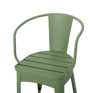 English Elm Christopher Knight Home® - COLMAR 3-Piece Metal Bistro Set for Patio — Weather-Resistant Iron Table & Stackable Armchairs, Slatted Design Green 56558.00MCG