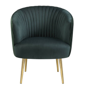 English Elm Green Velvet Tufted Back Barrel Chair with Gold Metal Base, Plush Vertical Channel Upholstery, Luxe Comfort B062P186526