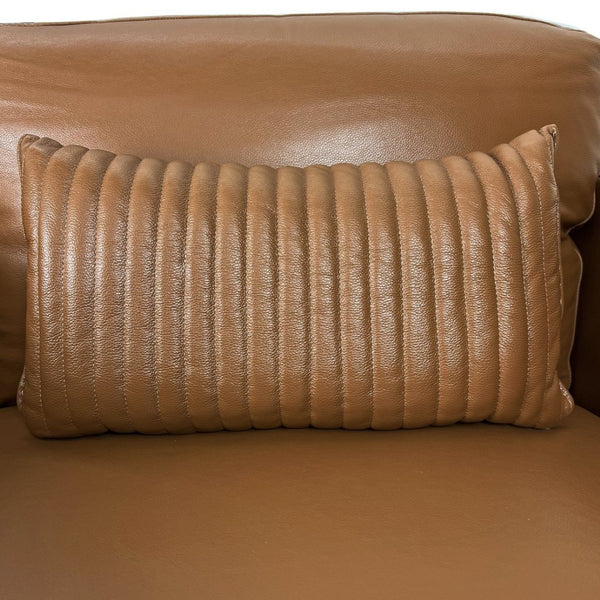 English Elm Tussio Italian Genuine Leather Accent Chair with Pillow Firm Structured Seating B2726P457659