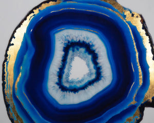 Sunpan BLUE AGATE Wall Art - 48" Contemporary Design with Gold Leaf Accents & Metal Frame for Elegance A0327