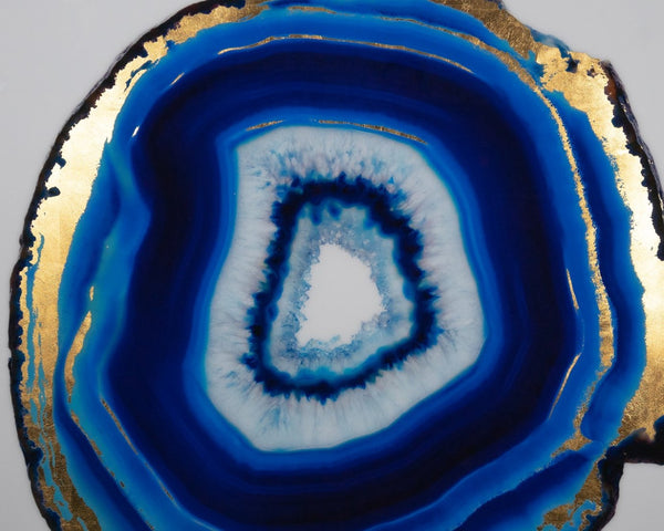 Sunpan BLUE AGATE Wall Art - 48" Contemporary Design with Gold Leaf Accents & Metal Frame for Elegance A0327