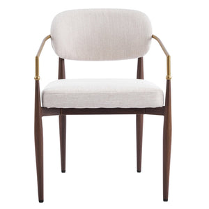 English Elm Fabric Upholstered Dining Chairs Glam Set of Two with Gold Accents Iron Frame N768P379506W