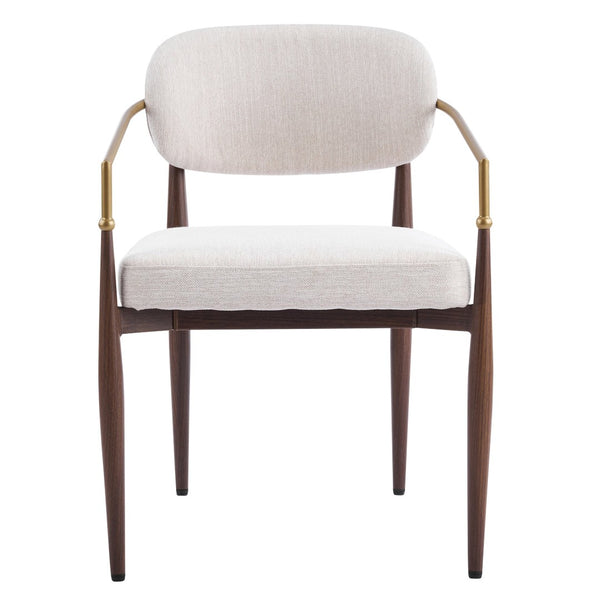 English Elm Fabric Upholstered Dining Chairs Glam Set of Two with Gold Accents Iron Frame N768P379506W