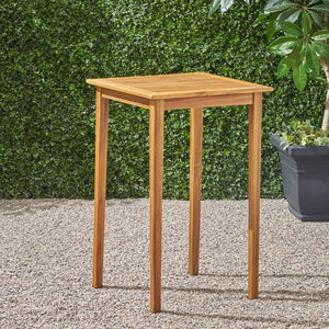 English Elm Christopher Knight Home® - Outdoor Acacia Wood Square Bar Table with Slatted Top and Tapered Legs, Weather-Resistant Style Teak 65095.00